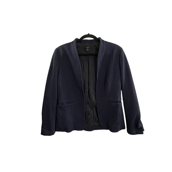 J CREW Women Going Out Blazer Open Front Sz 8T Blue Stretch Twill Business hg-36 - Picture 1 of 15